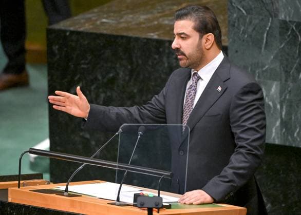 US UN General Assembly 9251160 25.09.2026 Iraqi Prime Minister Ali Al-Zaidi addresses the 81st United Nations General Assembly (UNGA) at the U.N. headquarters in New York City, the United States. Sergey Guneev Sputnik New York USA  Copyright: xSergeyxGuneevx