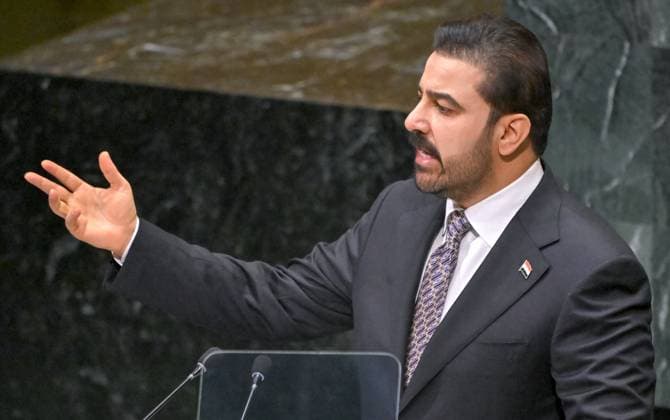 US UN General Assembly 9251162 25.09.2026 Iraqi Prime Minister Ali Al-Zaidi addresses the 81st United Nations General Assembly (UNGA) at the U.N. headquarters in New York City, the United States. Sergey Guneev Sputnik New York USA  Copyright: xSergeyxGuneevx