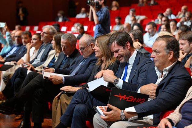 September 25, 2026, Rome, Rome, Italy: Manuela Cacciamani, CEO of Cinecitta , Massimiliano Smeriglio, Councilor for Culture of Rome Capital, Claudia Mazzola, President of the Musica per Roma Foundation, Lorenzo Tagliavanti, President of the Rome Chamber of Commerce, Roberto Gualtieri, Mayor of Rome Capital, Lucia Borgonzoni, Undersecretary of the Ministry of Culture, Giorgio Carlo Brugnoni, Director General of Cinema and Audiovisual for the Ministry of Culture, Antonio Saccone, President of Cinecitta during the press conference for the presentation of the 2026 Rome Film Fest, twenty-first edition, Auditorium Parco della Musica. Rome, September 25, 2026 Rome Italy  - ZUMAa289 20260925_zia_a289_344 Copyright: xMariaxLauraxAntonellix xAgfx