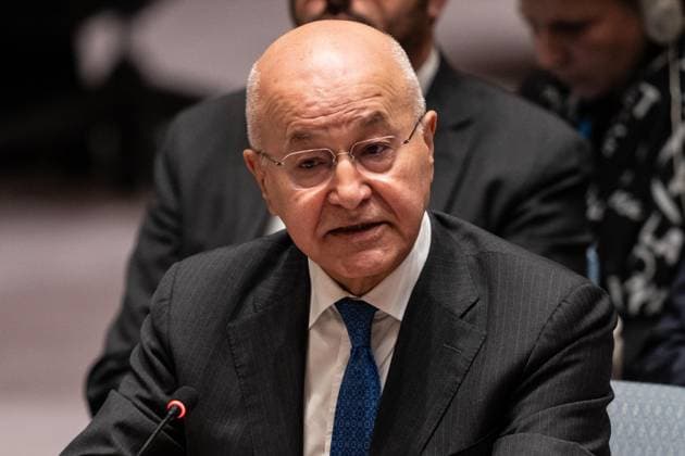 September 25, 2026, Bronx, New York, USA: Barham Salih, United Nations High Commissioner for Refugees briefs Security Council during meeting at United Nations Headquarters in New York, NY on September 25, 2026. Bronx USA  - ZUMAr339 20260925_znp_r339_002 Copyright: xLevxRadinx