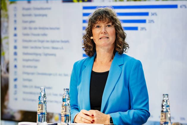 September 25, 2026, Düsseldorf: Marion Hörsken, Managing Director of the Düsseldorf Chamber of Industry and Commerce (IHK), at the panel discussion Where Does Düsseldorf Stand on Its Path to Becoming a Culinary Capital? at the smoney hub of Stadtsparkasse Düsseldorf; smoney hub Stadtsparkasse, Berliner Allee, North Rhine-Westphalia, Germany