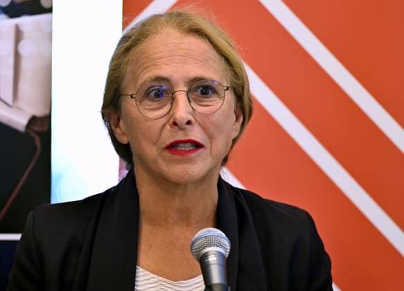 RECORD DATE NOT STATED General administrator of the National Geographic Institute, Ingrid Vanden Berghe pictured during the unveiling of the Belgian 2-euro coin to mark the 50th anniversary of the National Geographic Institute (IGN) and the 200th anniversary of the Royal Observatory of Belgium (ORB), in Brussels, on Friday 25 September 2026.  ERICxLALMAND 187799321