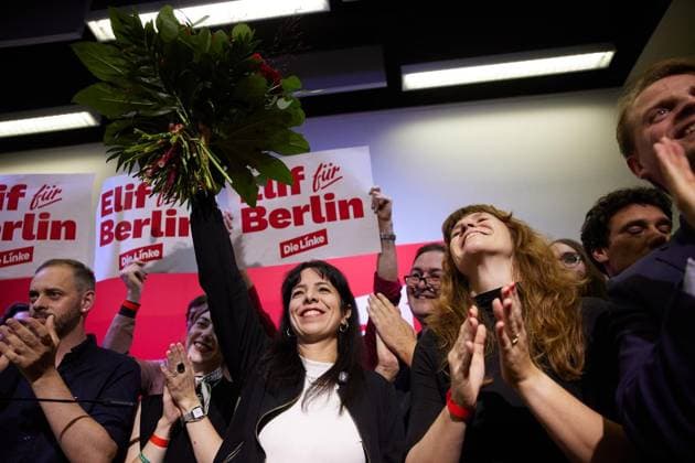State Party Convention of the Left Party ** FOR EDITORIAL PURPOSES ONLY ** EDITORIAL USE ONLY ** p Elif Eralp, the Left Party’s top candidate for the House of Representatives election, is celebrated at her party’s state convention Germany Berlin Berlin Copyright JörgxCarstensen Copyright: JörgxCarstensen doc87ra2r7truv5v1vf7qd ,EDITORIAL USE ONLY Copyright: JörgxCarstensen