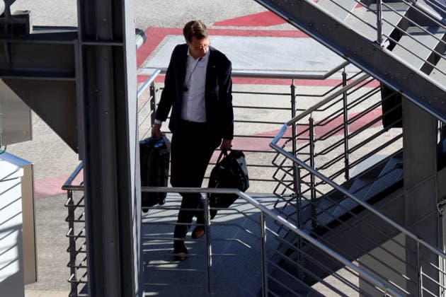 September 24, 2026, xsvx, Travel, Vacation, Economy, emwir, Minister President Hendrik Wüst (CDU), North Rhine-Westphalia steps off the plane in Stuttgart