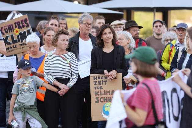 September 25, 2026, Baden AG, SWITZERLAND, Climate rally organized by the Greens and the SP: No 50-degree summers in Baden, Canton of Aargau. Featuring, among others, Irene Kaelin and Gabriela Suter