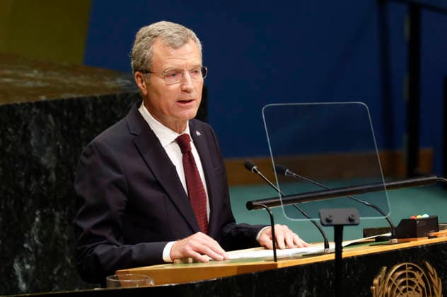 Minister of State of Monaco Christophe Mirmand speaks at the UN General Assembly 81st session General Debate in UN General Assembly Hall at the United Nations Headquarters on Friday, September 25, 2026 in New York City.  NYP20260925109 JOHNxANGELILLO