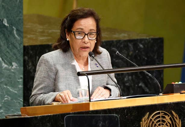 President Marshall Islands Hilda Heine speaks at the UN General Assembly 81st session General Debate in UN General Assembly Hall at the United Nations Headquarters on Friday, September 25, 2026 in New York City.  NYP20260925111 JOHNxANGELILLO