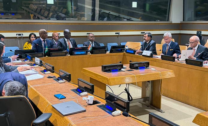 RECORD DATE NOT STATED EAM S. Jaishankar participates in the IBSA Foreign Ministers™ Meeting with South African FM Ronald Lamola and Brazil s FM Mauro Vieira New York U.S. , Sep 25 (ANI): External Affairs Minister S. Jaishankar participates in the IBSA Foreign Ministers™ Meeting with the South African Foreign Minister Ronald Lamola and Brazil Foreign Minister Mauro Vieira on the sidelines of the 81st United Nations General Assembly (UNGA81), in New York on Thursday. (@DrSJaishankar X ANI Photo) New York United States of America Copyright: xANIx ANI_20260925036