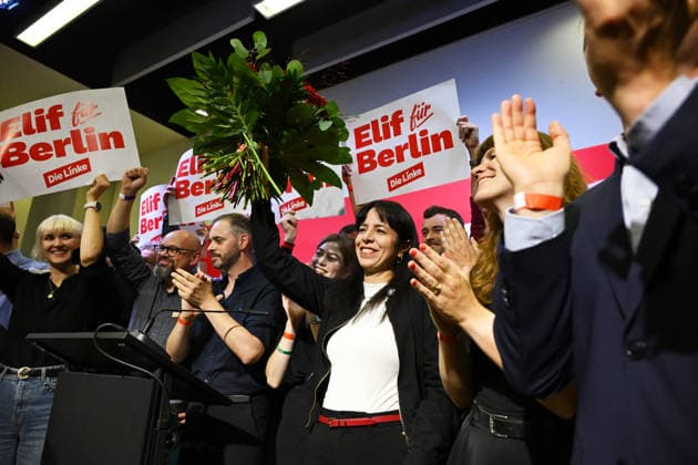 Die Linke Berlin Party Conference in Berlin BERLIN, GERMANY - SEPTEMBER 25: Party members take part in the extraordinary session of the 10th State Party Congress of the Die Linke (The Left Party) to assess the election results in Berlin on September 25, 2026. Mayor candidate Elif Eralp also took part in the conference. Volodymyr Sindieiev Anadolu Berlin Germany. Editorial use only. Please get in touch for any other usage.  Copyright: x2026xAnadoluxVolodymyrxSindieievx