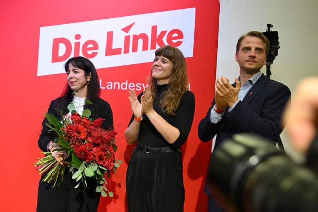 Die Linke Berlin Party Conference in Berlin BERLIN, GERMANY - SEPTEMBER 25: Party members take part in the extraordinary session of the 10th State Party Congress of the Die Linke (The Left Party) to assess the election results in Berlin on September 25, 2026. Mayor candidate Elif Eralp also took part in the conference. Volodymyr Sindieiev Anadolu Berlin Germany. Editorial use only. Please get in touch for any other usage.  Copyright: x2026xAnadoluxVolodymyrxSindieievx