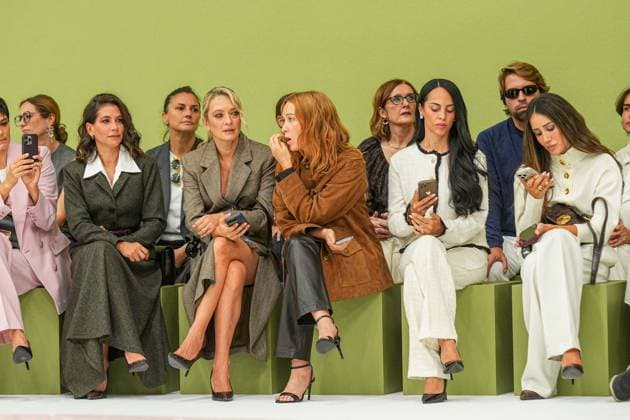 IPA88969651 - Milan, Milan Women™s Fashion Week Spring Summer 2027 - Women™s Fashion, Spring Summer 2027 - Luisa Spagnoli fashion show - runway Pictured: Giulia Michelini, Carolina Crescentini, Cristiana Capotondi  Copyright: xRiccardoxGIordanox xRiccardoxGiordano IPAx IPA88969651