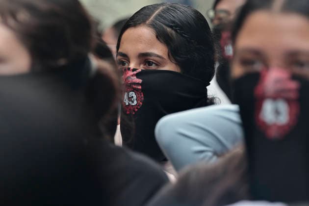 September 25, 2026, Mexico City, Cdmx, Mexico: In the framework of the commemoration of the 12th anniversary of the forced disappearance of the 43 Normalistas of the Rural Normal School Raul Isidro Burgos of Ayotzinapa, Guerrero, parents of students, family members and groups demonstrated outside the Supreme Court of Justice of the Nation (SCJN), which is located next to the National Palace, official residence of President Claudia Sheimbaum. This act of protest aims to demand the solution of the case of the students, stop covering up the army, the government agencies and at the same time demand punishment of all those related to organized crime directly or indirectly who participated in the crime that after twelve years has the young peop - ZUMAp204 20260925_zip_p204_024 Copyright: xJosuexPerezx