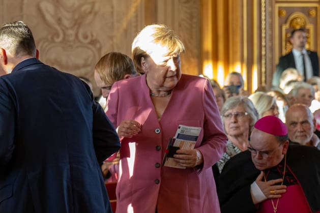 Augsburg, Bavaria, Germany - September 25, 2026: Former Chancellor Angela Merkel (CDU) at the Caritas Elisabeth Prize award ceremony in the Golden Hall of Augsburg City Hall. The former chancellor enters the hall