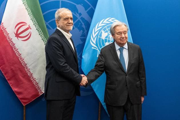 September 25, 2026, Bronx, New York, USA: The Secretary-General Antonio Guterres meets with Dr. Masoud Pezeshkian, President of Islamic Republic of Iran at United Nations Headquarters in New York, NY on September 25, 2026. Bronx USA  - ZUMAr339 20260925_znp_r339_019 Copyright: xLevxRadinx