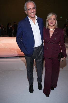IPA88970511 - Milan, Milan Women™s Fashion Week Spring Summer 2027 - Women™s Fashion, Spring Summer 2027 - Luisa Spagnoli fashion show - front row Pictured: Giovanni Terzi, Simona Ventura  Copyright: xRiccardoxGIordanox xRiccardoxGiordano IPAx IPA88970511