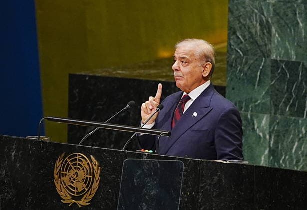 81st United Nations General Assembly NEW YORK, UNITED STATES - SEPTEMBER 25: Muhammad Shehbaz Sharif, Prime Minister of Pakistan, delivers a speech during the 81st United Nations General Assembly (UNGA) in New York, United States, on September 25, 2026. Selcuk Acar Anadolu New York United States. Editorial use only. Please get in touch for any other usage.  Copyright: x2026xAnadoluxSelcukxAcarx