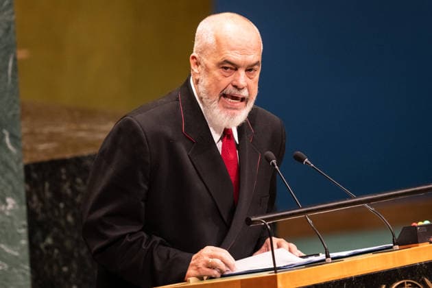 NY: UN General Assembly debates on day 4 Prime Minister of Albania Edi Rama speaks during General Debates on day 4 of UN General Assembly 81 at UN headquarters in New York, NY on September 25, 2026. United States Copyright: LevxRadin