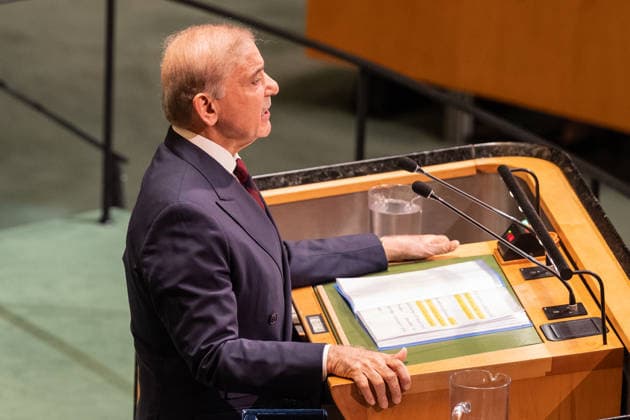NY: UN General Assembly debates on day 4 Prime Minister of Pakistan Muhammad Shehbaz Sharif speaks during General Debates on day 4 of UN General Assembly 81 at UN headquarters in New York, NY on September 25, 2026. United States Copyright: LevxRadin