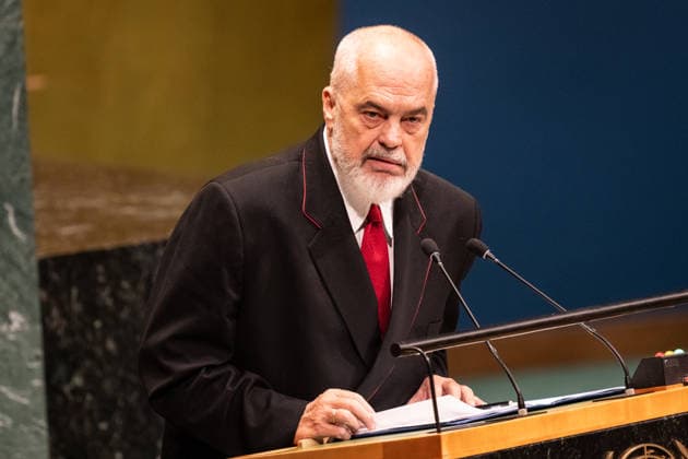 NY: UN General Assembly debates on day 4 Prime Minister of Albania Edi Rama speaks during General Debates on day 4 of UN General Assembly 81 at UN headquarters in New York, NY on September 25, 2026. United States Copyright: LevxRadin