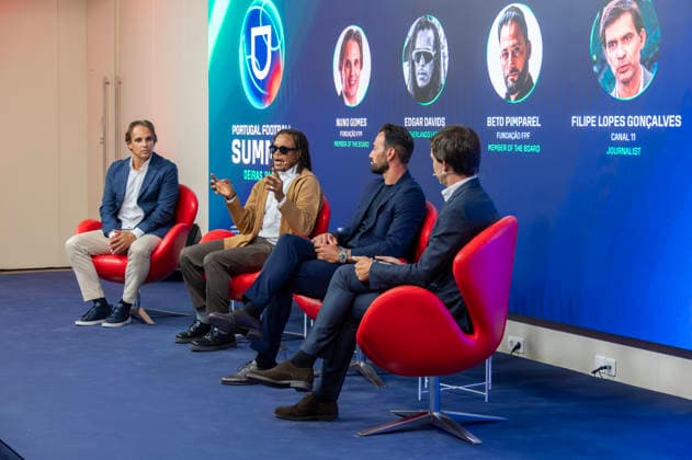 September 22, 2026, Lisbon, Lisbon, Portugal: NUNO GOMES, EDGAR DAVIDS, BETO PIMPAREL and FILIPE LOPES GONo¡ALVES participating in the social impact panel at the Portugal Football Summit at the Cidade do Futebol in Oeiras. Lisbon Portugal - ZUMAr238 20260922_zip_r238_036 Copyright: xRicardoxRochax