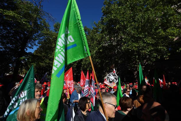 Politics, Demonstration against the labor reform in Germany Demonstration against the labor reform in Nuremberg , Bayern , Germany . September 26th, 2026 Photo by Davide Elias Copyright: xDavidexEliasx