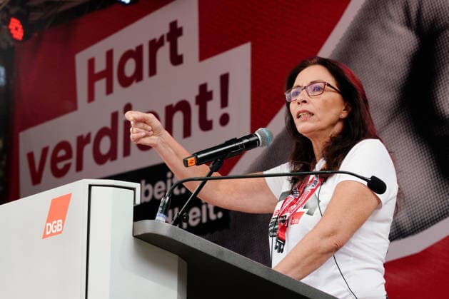 Yasmin Fahimi, chairwoman of the German Trade Union Federation (DGB), photo from September 26, 2026, is advocating for reforms in Germany that Copyright: epd-bild FriedrichxStark _FSB3161