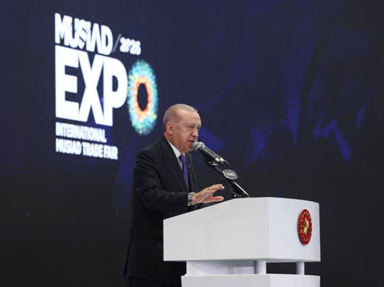 Turkish President Recep Tayyip Erdogan ISTANBUL, TURKIYE - SEPTEMBER 26: (----EDITORIAL USE ONLY - MANDATORY CREDIT - TURKISH PRESIDENCY MURAT KULA HANDOUT - NO MARKETING NO ADVERTISING CAMPAIGNS - DISTRIBUTED AS A SERVICE TO CLIENTS----) Turkish President Recep Tayyip Erdogan delivers a speech during the closing program of the 21st MUSIAD Expo International Trade Fair and the 29th International Business Forum at the Istanbul Expo Center in Istanbul, Turkiye, on September 26, 2026. TUR Presidency Murat Kula Handout Anadolu Istanbul Turkey. Editorial use only. Please get in touch for any other usage.  Copyright: x2026xAnadoluxTURxPresidencyx xMuratxKulax xHandoutx