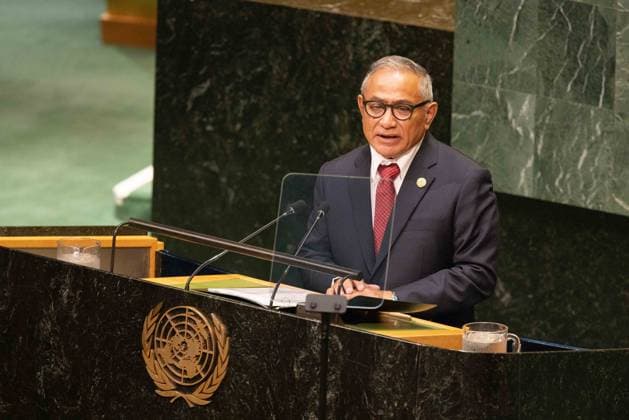 September 26, 2026, New York City, USA: Belize Prime Minister John Briceno addresses delegates during the General Debate of the 81st session of the United Nations General Assembly at the UN Headquarters in New York City. New York City USA  - ZUMAl194 20260926_zip_l194_010 Copyright: xMarekxLadzinskix