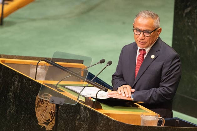 September 26, 2026, New York City, USA: Belize Prime Minister John Briceno addresses delegates during the General Debate of the 81st session of the United Nations General Assembly at the UN Headquarters in New York City. New York City USA  - ZUMAl194 20260926_zip_l194_014 Copyright: xMarekxLadzinskix