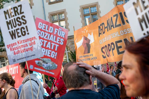 Social Protests Organized by the DGB EUR, Germany, Berlin, September 26, 2026 There’s Enough for Everyone, and Merz Must Go —posters, banners, and slogans against the federal government’s cuts to social benefits. Cutting Social Benefits —nationwide social protests organized by the DGB and its member unions under the slogan You’ve Earned It: Your Work, Your Health, Your Pension