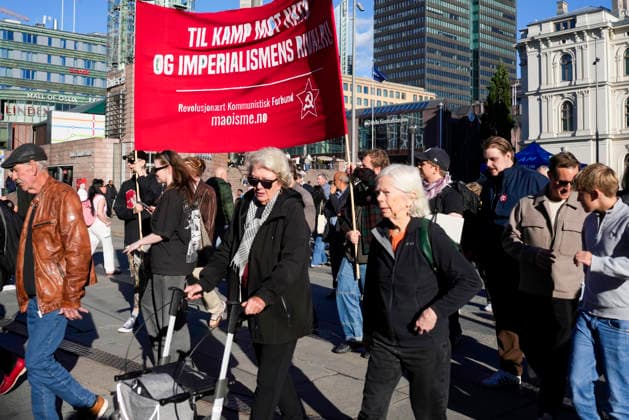 Joint Day of Action Against U.S. Bases in the Nordic Countries, Oslo, September 26, 2026. Peace and solidarity organizations gathered at Jernbanetorget to protest U.S. military bases in the Nordic countries on Saturday. Other demonstrations took place in Trondheim, Bergen, and Tromsø. Photo by Javad M. Parsa, NTB, Oslo, Norway 3EoPQe4ernE EDITORIAL USE ONLY Ref POL3EoPQe4ernE jpg  Copyright: xJavadxM.xParsax xNTBx
