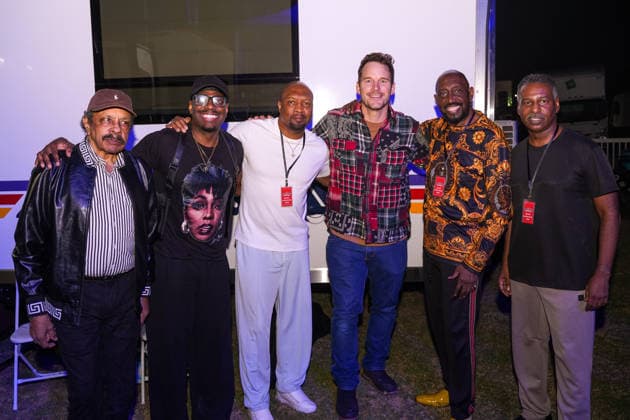 One805Live! benefit concert for first responders. Santa Barbara, Friday 25th September 2026. Motown legends, The Temptations with co-founder and original member Otis Williams meet actor Chris Pratt before hitting the stage at the One805Live! benefit concert with proceeds benefitting first responders of Santa Barbara County. Carpinteria, USA, Friday 25th September 2026., Credit:JERRY PEREZ Jerry Perez - B6464 Avalon  Copyright: xJERRYxPEREZx xJerryxPerezx-xB6464x xAvalonx 1138353680