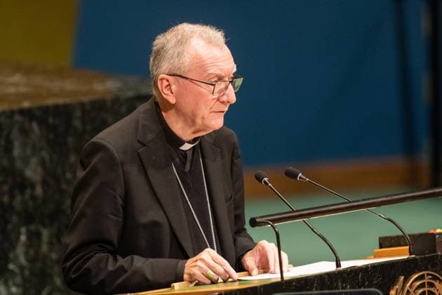 September 26, 2026, Bronx, New York, USA: Eminence Cardinal Pietro Parolin Secretary of State of the Holy See speaks during General Debates on day 5 of UN General Assembly 81 at UN headquarters in New York, NY on September 26, 2026. Bronx USA - ZUMAr339 20260926_znp_r339_011 Copyright: xLevxRadinx