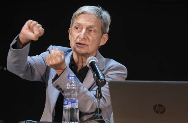 September 26, 2026, Portbou, Spain: Judith Butler is seen during her lecture at the 18th International Walter Benjamin Colloquium in Portbou. Held under the theme The Right to Have Rights, the 18th Walter Benjamin International Colloquium (2026) takes place in the border town of Portbou. The event draws upon Portbou™s symbolic setting to foster a dialogue between the critical thought of German philosopher Hannah Arendt and the legacy of Walter Benjamin half a century after his death in the town. Portbou Spain - ZUMAs197 20260926_aaa_s197_146 Copyright: xPacoxFreirex