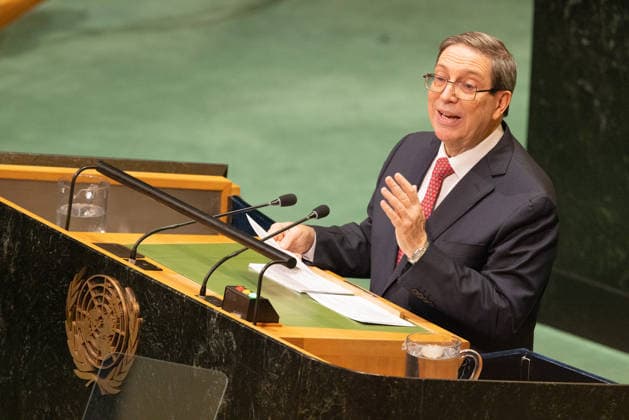 September 26, 2026, New York City, USA: Cuban Foreign Minister Bruno Eduardo Rodriguez Parrilla addresses the General Debate of the 81st session of the United Nations General Assembly at the UN Headquarters in New York City. New York City USA - ZUMAl194 20260926_zip_l194_022 Copyright: xMarekxLadzinskix