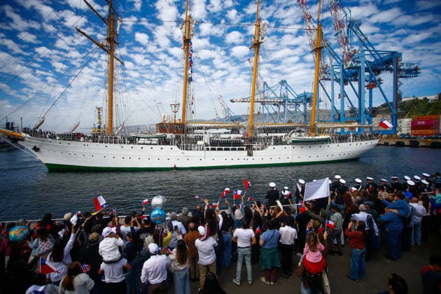 Valparaíso, September 26, 2026: The training ship Esmeralda arrived at the Navy’s breakwater, following its 70th training cruise, with a crew of 269 sailors who sailed for nearly 6 months. Manuel Lema Aton, Chile; Valparaíso, Chile. Aton 1194229  Copyright: MANUELxLEMA ATONxCHILE