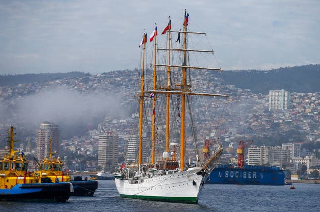 Valparaíso, September 26, 2026: The training ship Esmeralda arrived at the Navy’s breakwater, following its 70th training cruise, with a crew of 269 sailors who sailed for nearly 6 months. Manuel Lema Aton, Chile; Valparaíso, Chile. Aton 1194236  Copyright: MANUELxLEMA ATONxCHILE