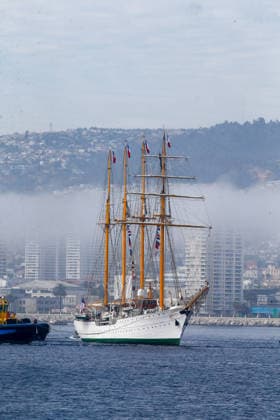 Valparaíso, September 26, 2026: The training ship Esmeralda arrived at the Navy’s breakwater, following its 70th training cruise, with a crew of 269 sailors who sailed for nearly 6 months. Manuel Lema Aton, Chile; Valparaíso, Chile. Aton 1194238  Copyright: MANUELxLEMA ATONxCHILE