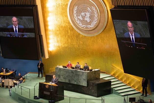 September 26, 2026, New York City, USA: Russian Foreign Minister Sergey Lavrov addresses the General Debate of the 81st session of the United Nations General Assembly at the UN Headquarters in New York City. New York City USA - ZUMAl194 20260926_zip_l194_029 Copyright: xMarekxLadzinskix