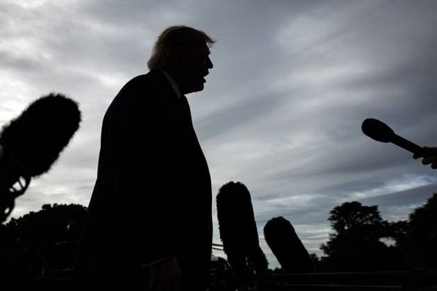United States President Donald Trump speaks to members of the press before departing from the new South Lawn helipad in Marine One at the White House on September 26, 2026 in Washington, D.C. Trump is heading to Knoxville, Tennessee where he will be attending the University of Tennessee vs. University of Texas College Football game. Copyright: xSamuelxCorumx xPoolxviaxCNPx MediaPunchx