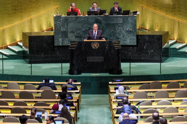 USA, NEW YORK New York City - SEPTEMBER 26, 2026: Russia s Foreign Minister Sergei Lavrov speaks at a General Debate of the 81st Session of the UN General Assembly, during the 2026 High-Level Week New York City USA  - ZUMAt113 20260926_zaa_t113_249 Copyright: xAlexanderxShcherbakx