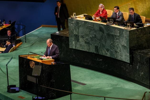 USA, NEW YORK New York City - SEPTEMBER 26, 2026: Russia s Foreign Minister Sergei Lavrov speaks at a General Debate of the 81st Session of the UN General Assembly, during the 2026 High-Level Week New York City USA  - ZUMAt113 20260926_zaa_t113_253 Copyright: xAlexanderxShcherbakx
