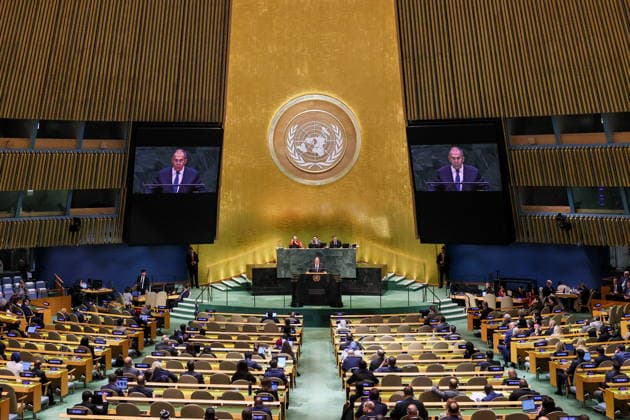USA, NEW YORK New York City - SEPTEMBER 26, 2026: Russia s Foreign Minister Sergei Lavrov speaks at a General Debate of the 81st Session of the UN General Assembly, during the 2026 High-Level Week New York City USA  - ZUMAt113 20260926_zaa_t113_256 Copyright: xAlexanderxShcherbakx