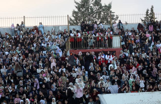 Mass Wedding Brings Together 44 Couples in Dura Brides and grooms take part in a mass wedding ceremony for 44 couples in Dura, near the West Bank city of Hebron, on September 26, 2026. Thousands of family members, residents and friends attended the celebration to mark the weddings. Photo by Mamoun Wazwaz apaimages Hebron West Bank Palestinian Territory 260926_Hebron_MW_1_00(3) Copyright: xapaimagesxMamounxWazwazx xapaimagesx