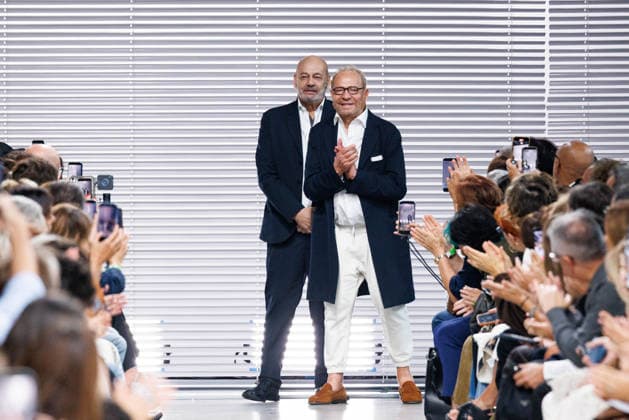 IPA89005337 - Milan, Milan Women™s Fashion Week Spring Summer 2027 - Women™s Fashion, Spring Summer 2027 - Ermanno Scervino fashion show - pictured on the runway: CEO Toni Scervino and designer Ermanno Daelli.  Copyright: xCinziaxCamelax xx IPA89005337
