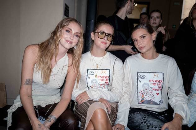 IPA89006243 - Milan, Milan Women™s Fashion Week Spring Summer 2027 - Women™s Fashion, Spring Summer 2027 - Marco Rambaldi™s fashion show - front row Pictured: Chiara Ferragni, Valentina Ferragni, Veronica Ferraro  Copyright: xRiccardoxGIordanox xRiccardoxGiordano IPAx IPA89006243