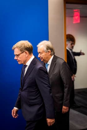 German Foreign Minister Johann Wadephul meets with UN Secretary-General Guterres at the UN General Assembly in New York, September 26, 2026, at UN Headquarters. Photographed on behalf of the Federal Foreign Office, New York, New York. Copyright: xDominikxButzmannx