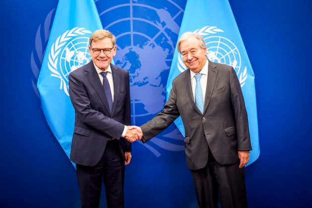 German Foreign Minister Johann Wadephul meets with UN Secretary-General Guterres at the UN General Assembly in New York, September 26, 2026, at UN Headquarters. Photographed on behalf of the Federal Foreign Office, New York, New York Copyright: xDominikxButzmannx