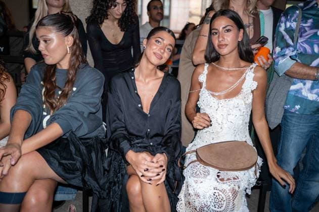 IPA89006424 - Milan, Milan Women™s Fashion Week Spring Summer 2027 - Women™s Fashion, Spring Summer 2027 - Marco Rambaldi™s fashion show - front row Pictured: Martina Tinarelli, Guest  Copyright: xRiccardoxGIordanox xRiccardoxGiordano IPAx IPA89006424