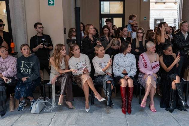 IPA89006460 - Milan, Milan Women™s Fashion Week Spring Summer 2027 - Women™s Fashion, Spring Summer 2027 - Marco Rambaldi fashion show - front row Pictured: Chiara Ferragni, Valentina Ferragni, Veronica Ferraro, Giulia Salemi, Natalia Paragoni  Copyright: xRiccardoxGIordanox xRiccardoxGiordano IPAx IPA89006460